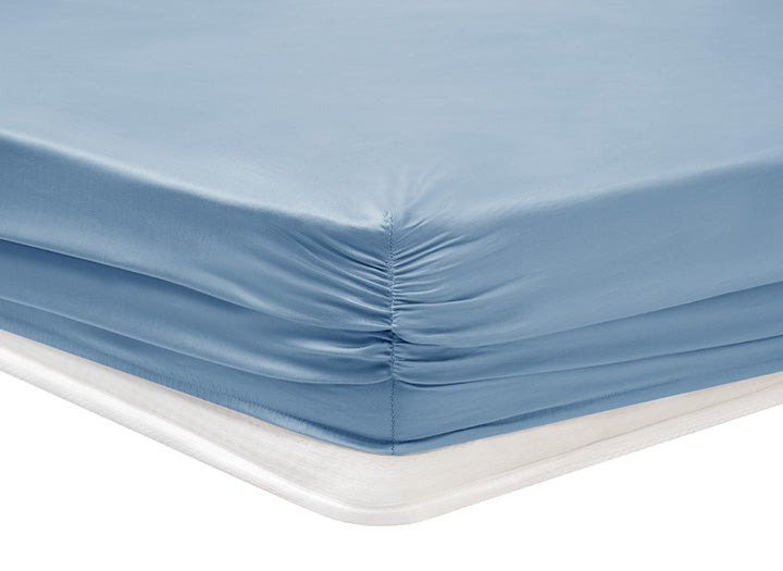 Shelly Maisy Fitted Sheet, Bamboo Sateen, blue, 120x200 cm