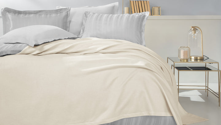Bamboo Luxury Throw Blanket Anders, Cream, 200x220 cm