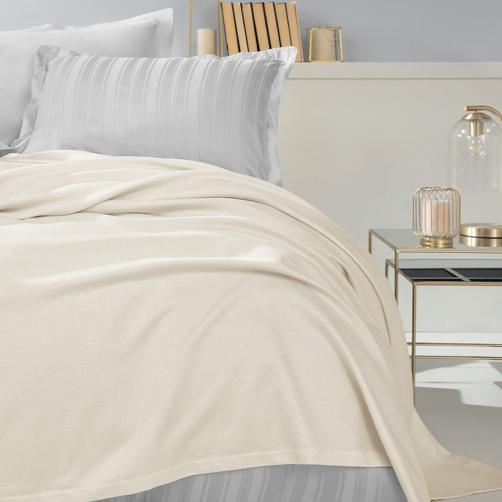Bamboo Luxury Throw Blanket Anders, Cream, 200x220 cm