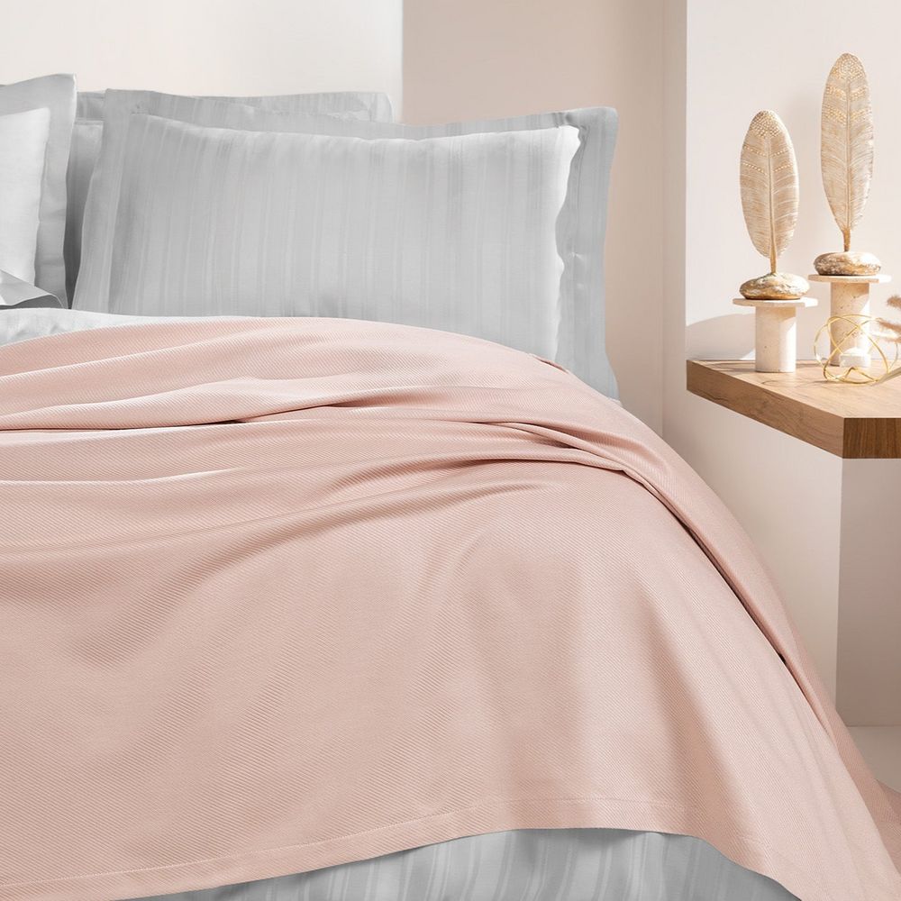 Bamboo Luxury Throw Blanket Anders, Powder Pink, 200x220 cm
