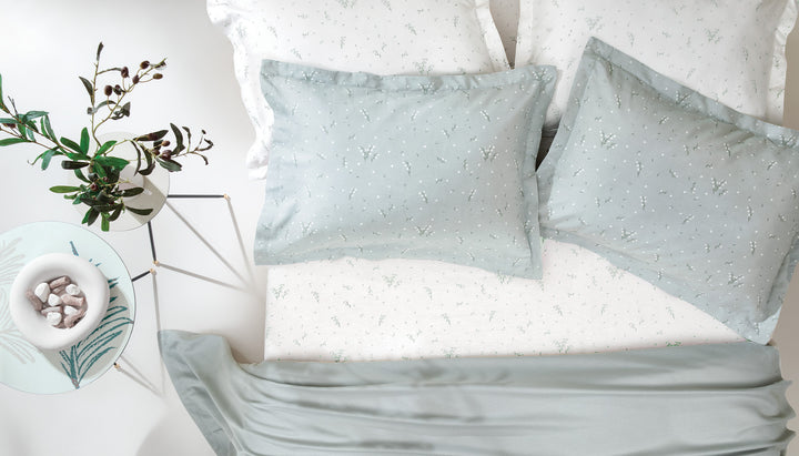 Bamboo Throw Set Ramona, with Fitted Sheet and Pillowcase, Light Green, 160x220 cm