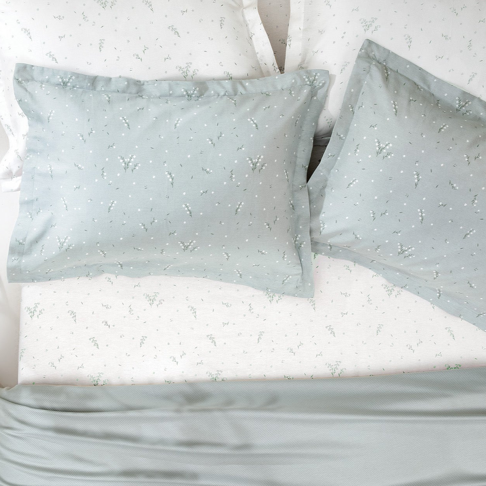 Bamboo Throw Set Ramona, with Fitted Sheet and Pillowcase, Light Green, 160x220 cm
