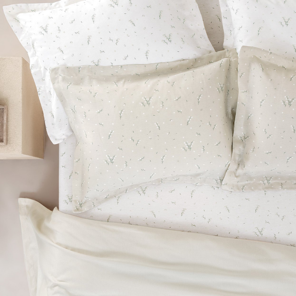Bamboo Throw Set Ramona, with Fitted Sheet and Pillowcase, Beige, 160x220 cm