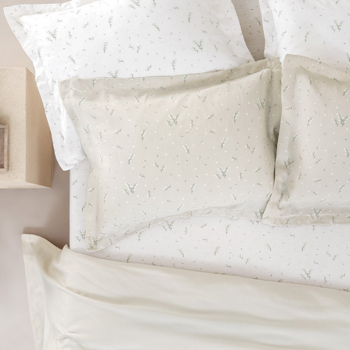 Bamboo Throw Set Ramona, with Fitted Sheet and Pillowcase, Beige, 200x220 cm