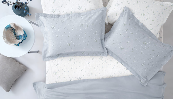 Bamboo Throw Set Ramona, with Fitted Sheet and Pillowcase, Light Blue, 160x220 cm