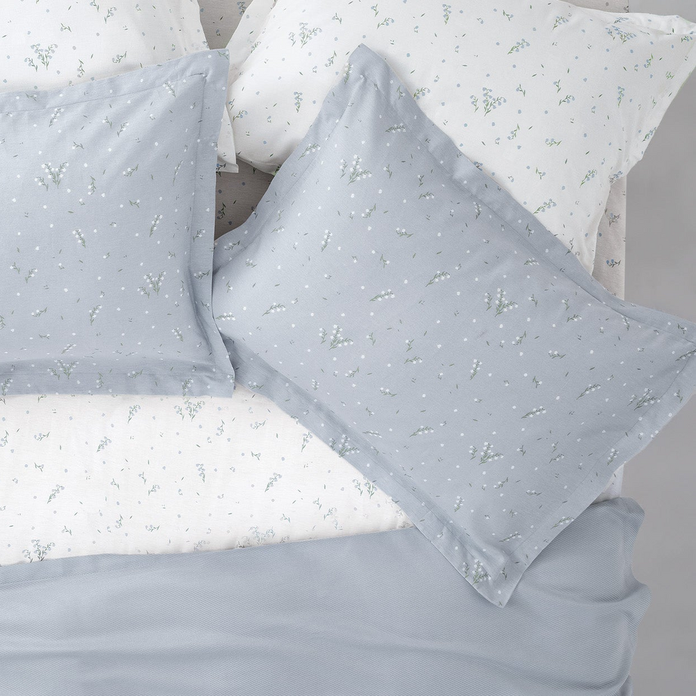 Bamboo Throw Set Ramona, with Fitted Sheet and Pillowcase, Light Blue, 160x220 cm