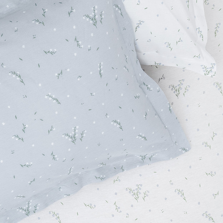 Bamboo Throw Set Ramona, with Fitted Sheet and Pillowcase, Light Blue, 160x220 cm