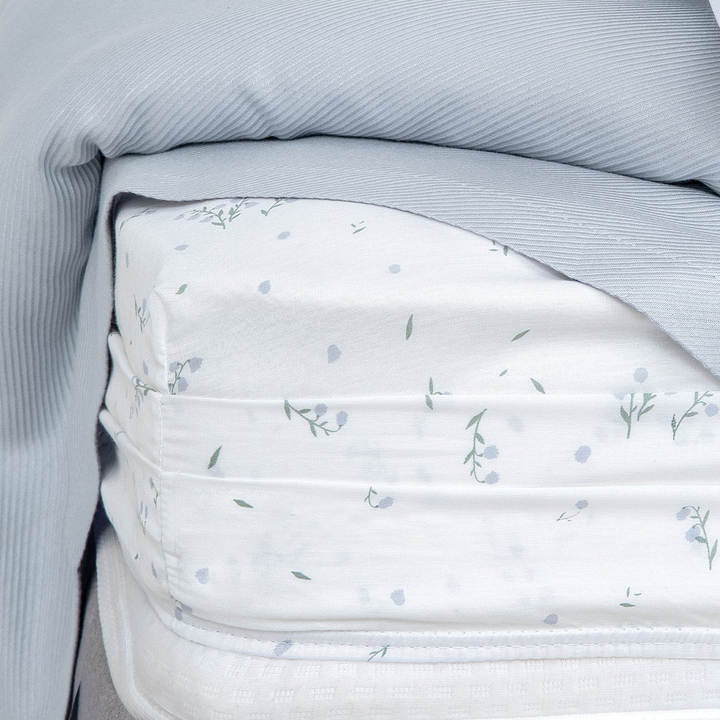 Bamboo Throw Set Ramona, with Fitted Sheet and Pillowcase, Light Blue, 160x220 cm