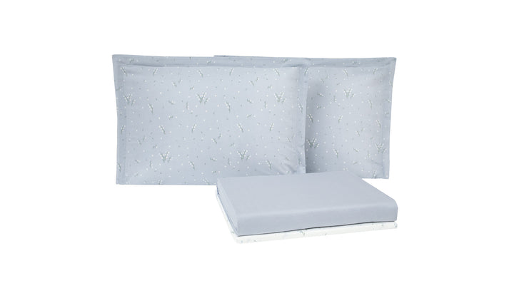 Bamboo Throw Set Ramona, with Fitted Sheet and Pillowcase, Light Blue, 160x220 cm