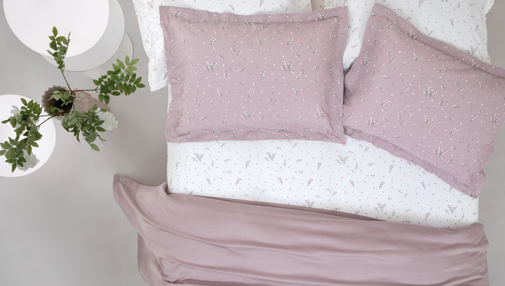 Bamboo Throw Set Ramona, with Fitted Sheet and Pillowcase, Light Purple, 160x220 cm