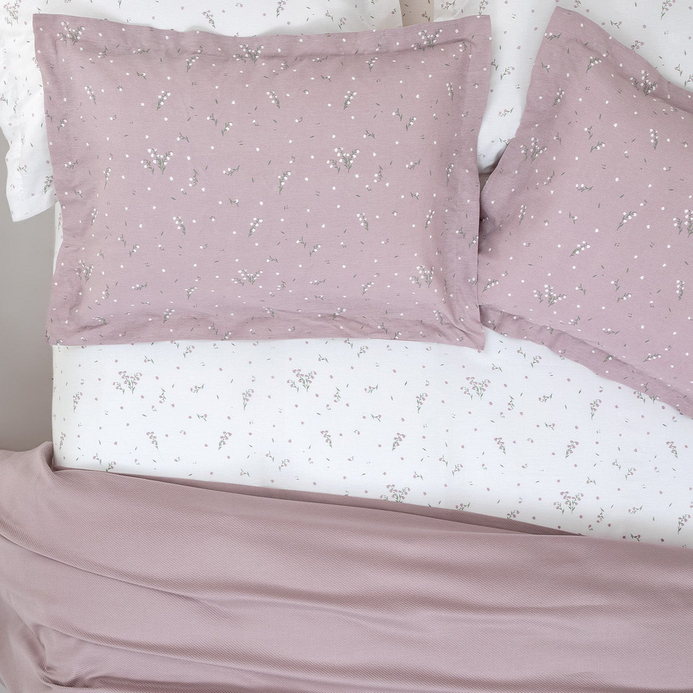 Bamboo Throw Set Ramona, with Fitted Sheet and Pillowcase, Light Purple, 160x220 cm
