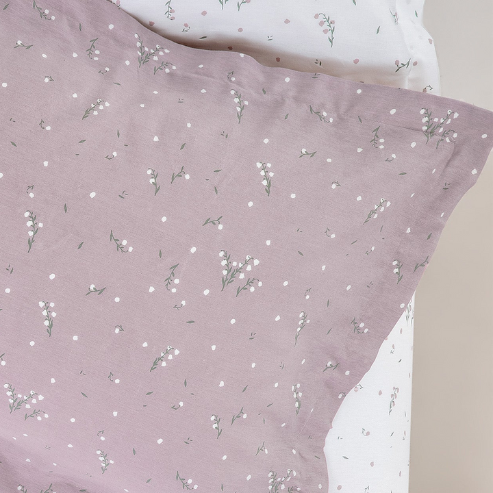 Bamboo Throw Set Ramona, with Fitted Sheet and Pillowcase, Light Purple, 160x220 cm