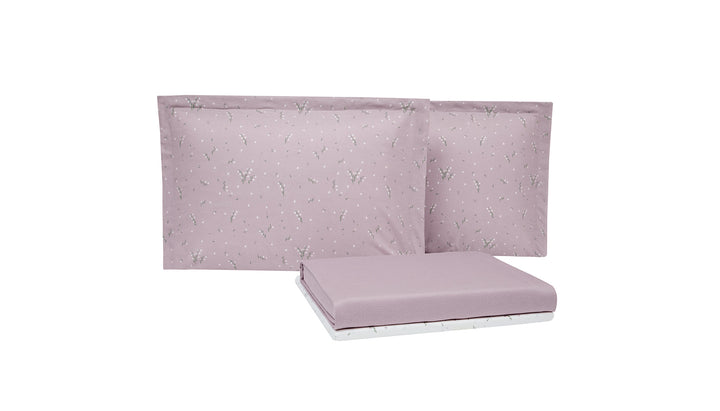 Bamboo Throw Set Ramona, with Fitted Sheet and Pillowcase, Light Purple, 160x220 cm