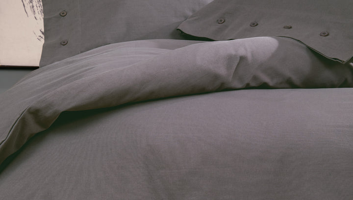 Duvet Cover Set Plain, 100% Renforcé Cotton, Anthracite, 240x220 cm