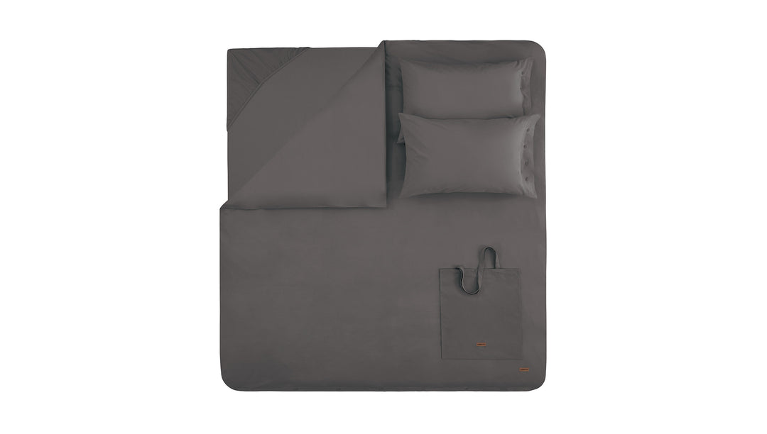 Duvet Cover Set Plain, 100% Renforcé Cotton, Anthracite, 240x220 cm