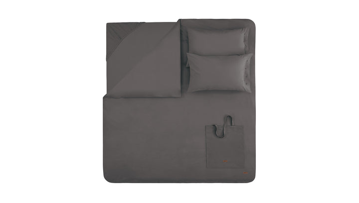 Duvet Cover Set Plain, 100% Renforcé Cotton, Anthracite, 240x220 cm