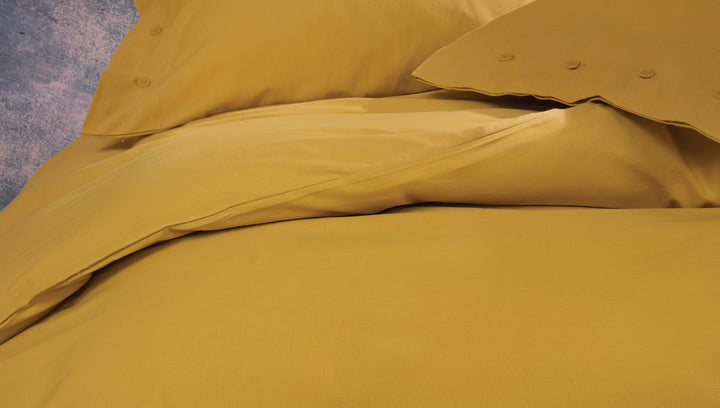 Duvet Cover Set Plain, 100% Renforcé Cotton, Saffron, 160x220 cm