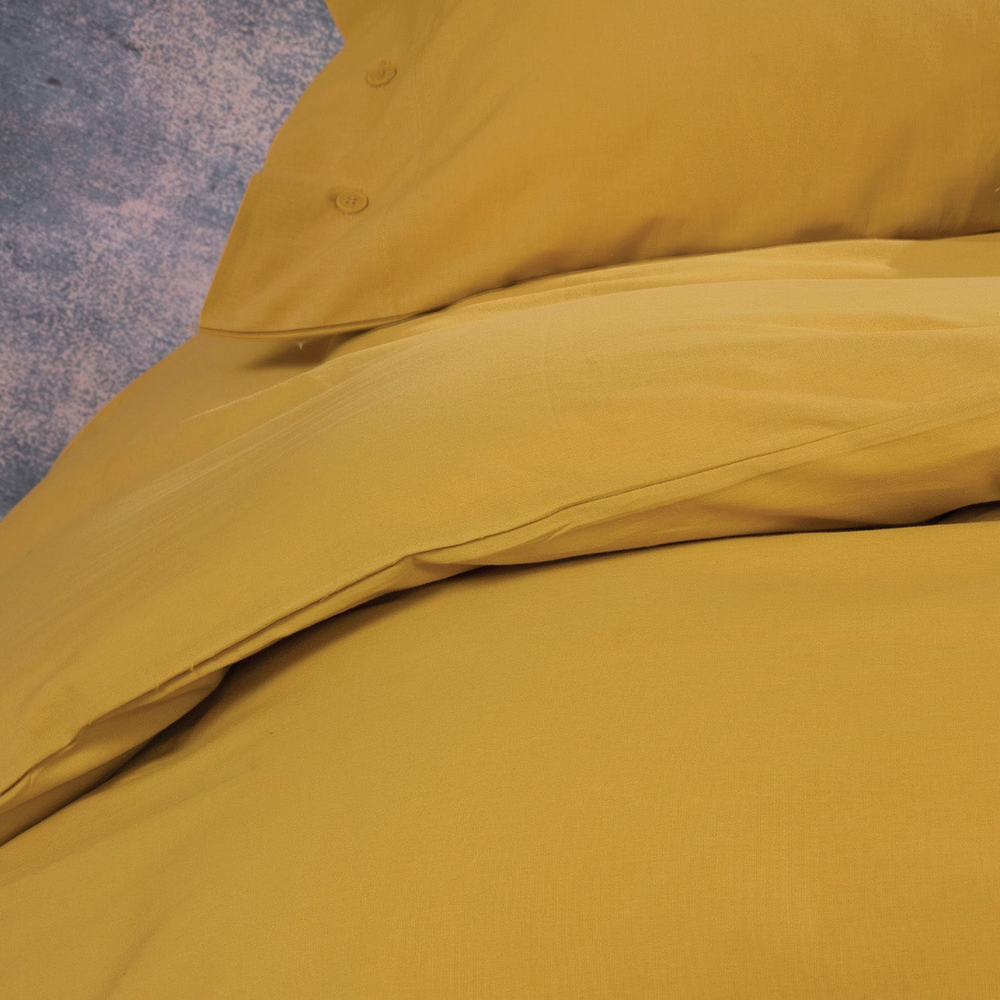 Renforcé Cotton Duvet Cover Plain, 100% Cotton, saffron, 240x220 cm