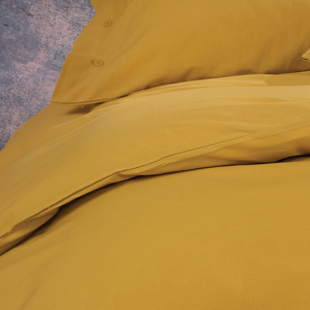 Duvet Cover Set Plain, 100% Renforcé Cotton, Saffron, 200x220 cm