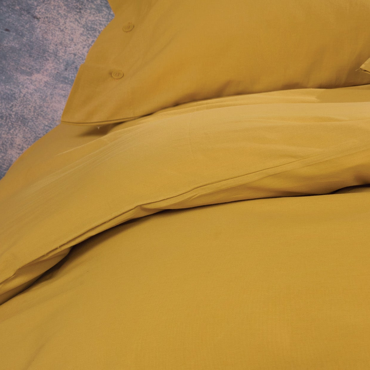 Duvet Cover Set Plain, 100% Renforcé Cotton, Saffron, 160x220 cm