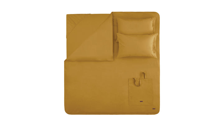 Duvet Cover Set Plain, 100% Renforcé Cotton, Saffron, 160x220 cm