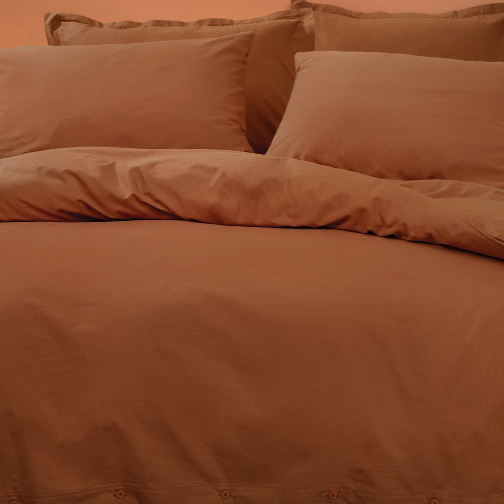 Renforcé Cotton Duvet Cover Plain, 100% Cotton, brick, 240x220 cm