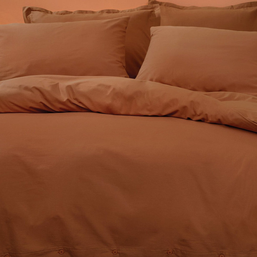 Renforcé Cotton Duvet Cover Plain, 100% Cotton, brick, 240x220 cm