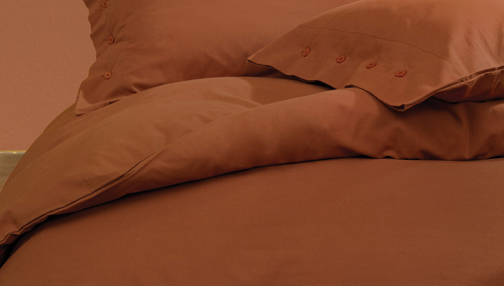 Duvet Cover Set Plain, 100% Renforcé Cotton, Brick, 160x220 cm