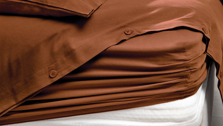 Duvet Cover Set Plain, 100% Renforcé Cotton, Brick, 160x220 cm