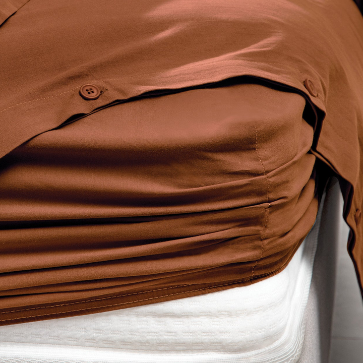 Duvet Cover Set Plain, 100% Renforcé Cotton, Brick, 160x220 cm