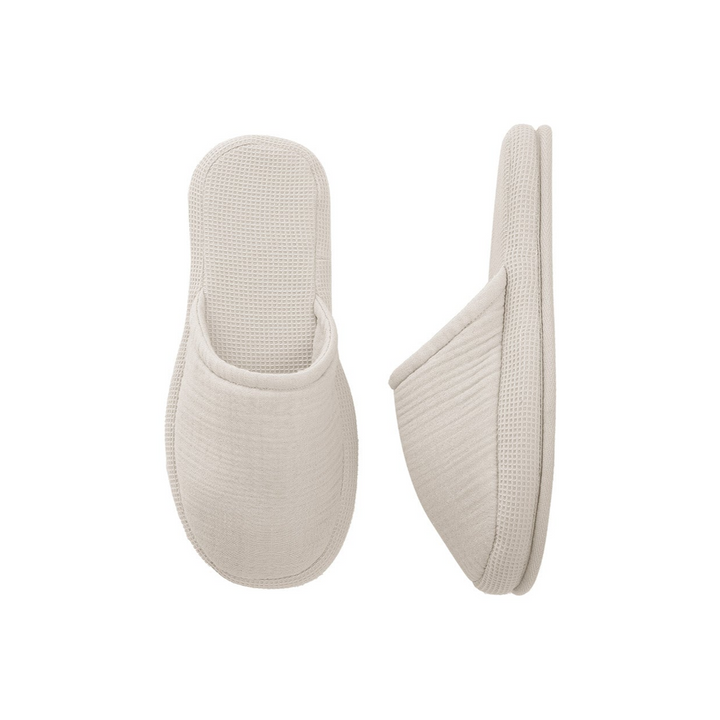 Waffle Slippers Harold, 100% Cotton, natural color, size 36-38