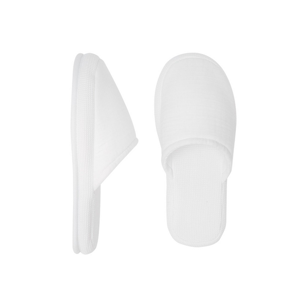 Waffle Slippers Harold, 100% Cotton, white, size 36-38