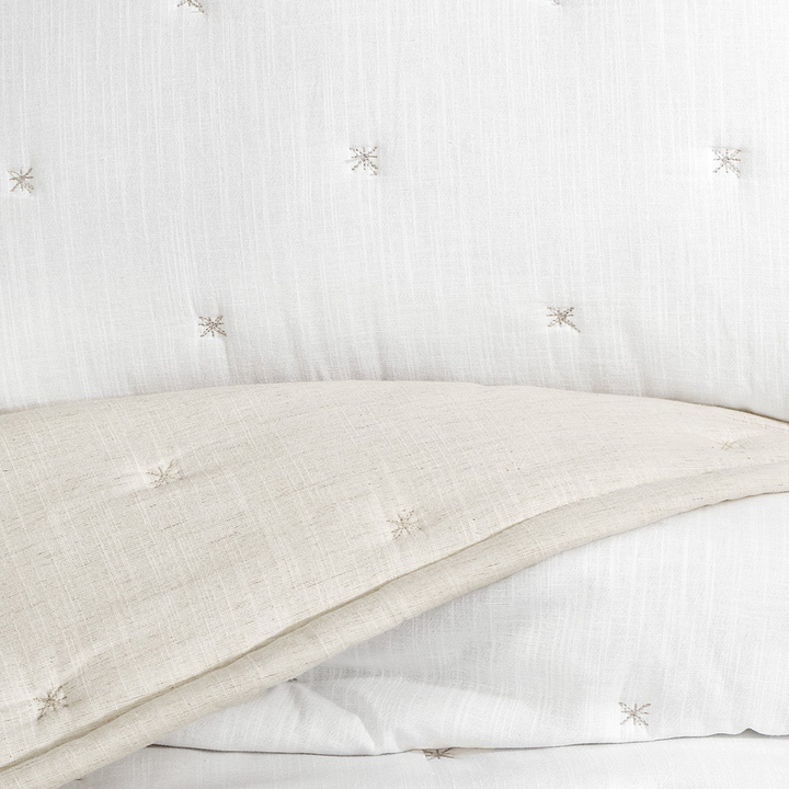 Linen Bedspread Set Loras, with Pillowcases, white/beige, 240x250 cm