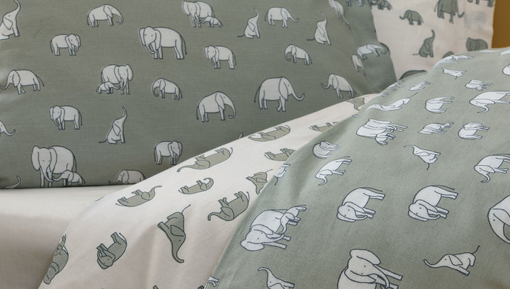 Baby Bedding Set Poovey, for Crib, 100% Renforcé Cotton, light green 100x150 cm