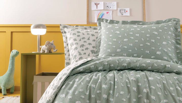Kids' Bedding Set Poovey, 100% Renforcé Cotton, light green, 160x220 cm