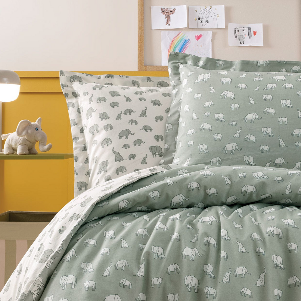 Kids' Bedding Set Poovey, 100% Renforcé Cotton, light green, 160x220 cm