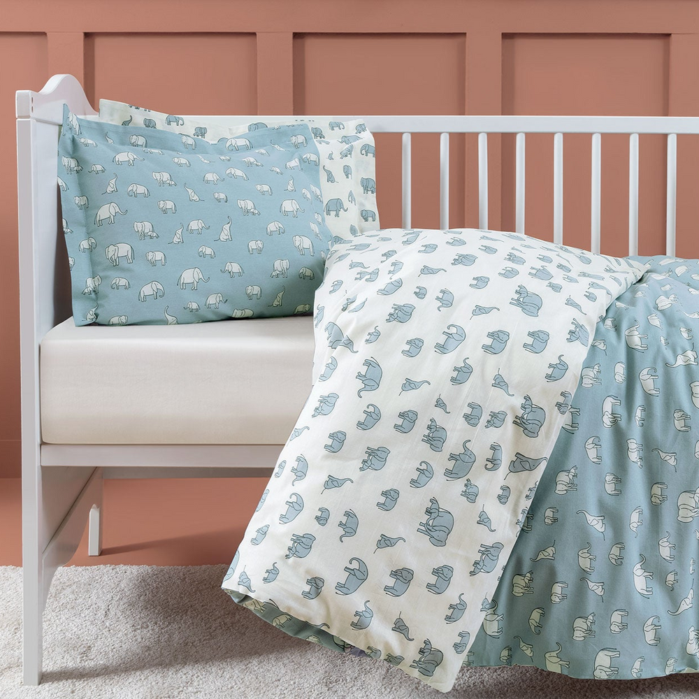 Baby Bedding Set Poovey, for Crib, 100% Renforcé Cotton, blue, 100x150 cm