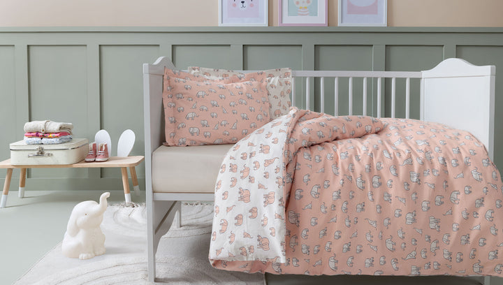Baby Bedding Set Poovey, for Crib, 100% Renforcé Cotton, pink, 100x150 cm