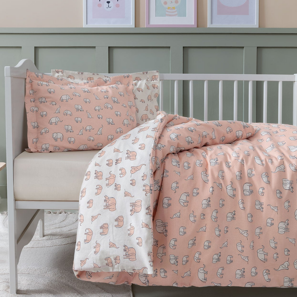 Baby Bedding Set Poovey, for Crib, 100% Renforcé Cotton, pink, 100x150 cm