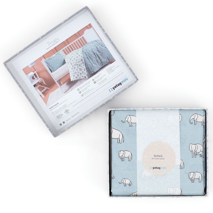 Baby Bedding Set Poovey, for Crib, 100% Renforcé Cotton, blue, 100x150 cm