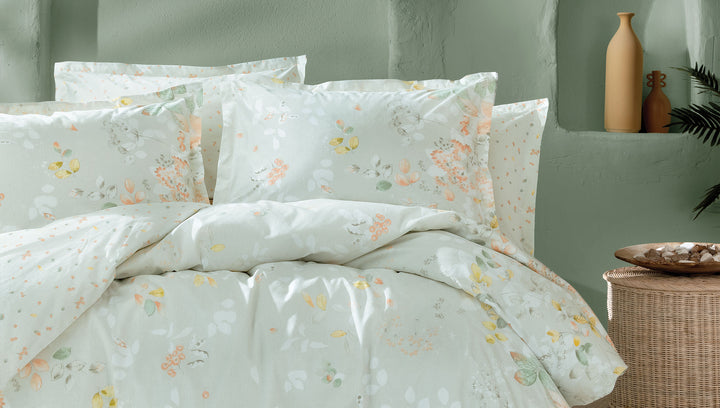 Renforcé Cotton Duvet Cover Set Merri, with Bed Sheet, 160x220 cm