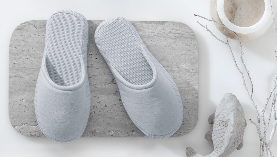 Waffle Slippers Harold, 100% Cotton, grey, size 36-38