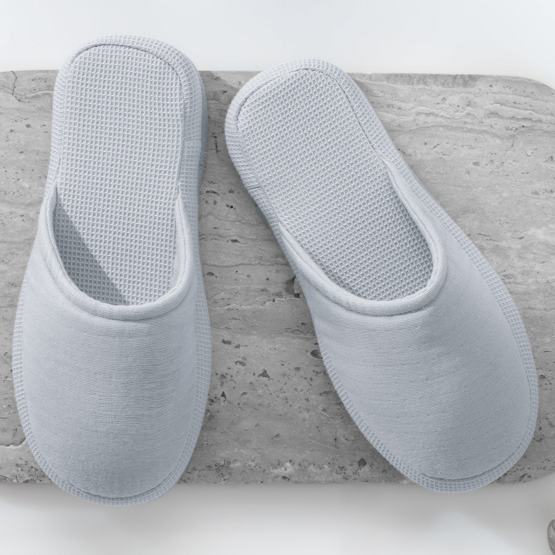 Waffle Slippers Harold, 100% Cotton, grey, size 42-44