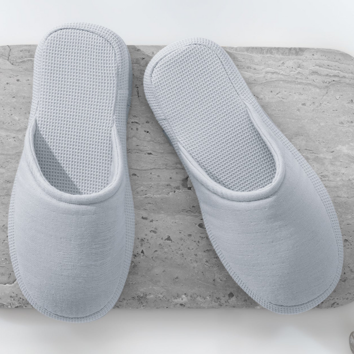 Waffle Slippers Harold, 100% Cotton, grey, size 42-44