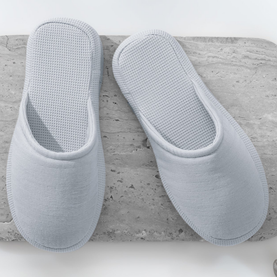 Waffle Slippers Harold, 100% Cotton, grey, size 42-44