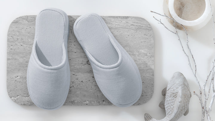 Waffle Slippers Harold, 100% Cotton, grey, size 42-44
