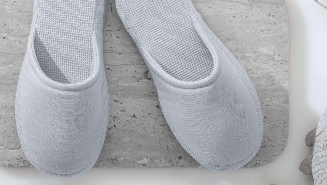 Waffle Slippers Harold, 100% Cotton, grey, size 42-44