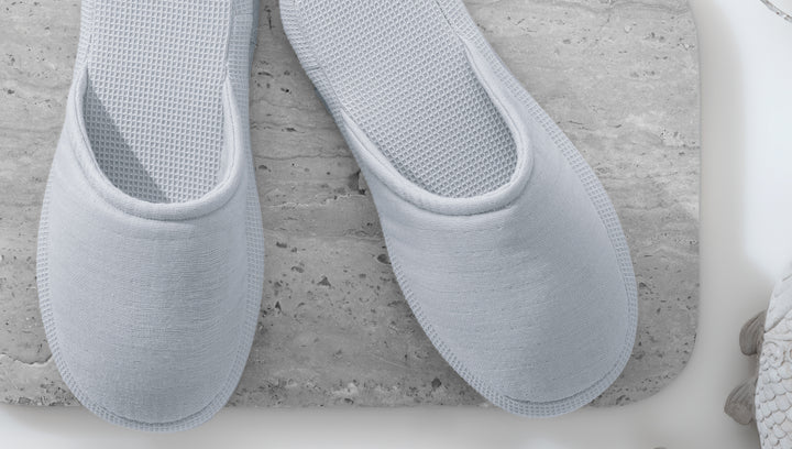 Waffle Slippers Harold, 100% Cotton, grey, size 42-44