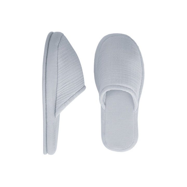 Waffle Slippers Harold, 100% Cotton, grey, size 42-44