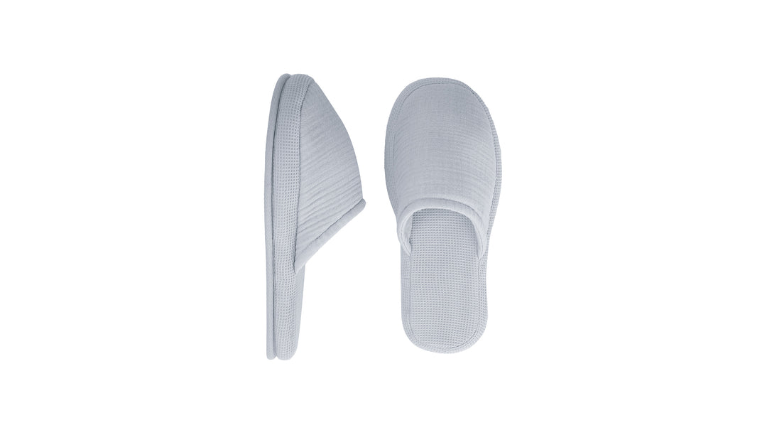 Waffle Slippers Harold, 100% Cotton, grey, size 42-44